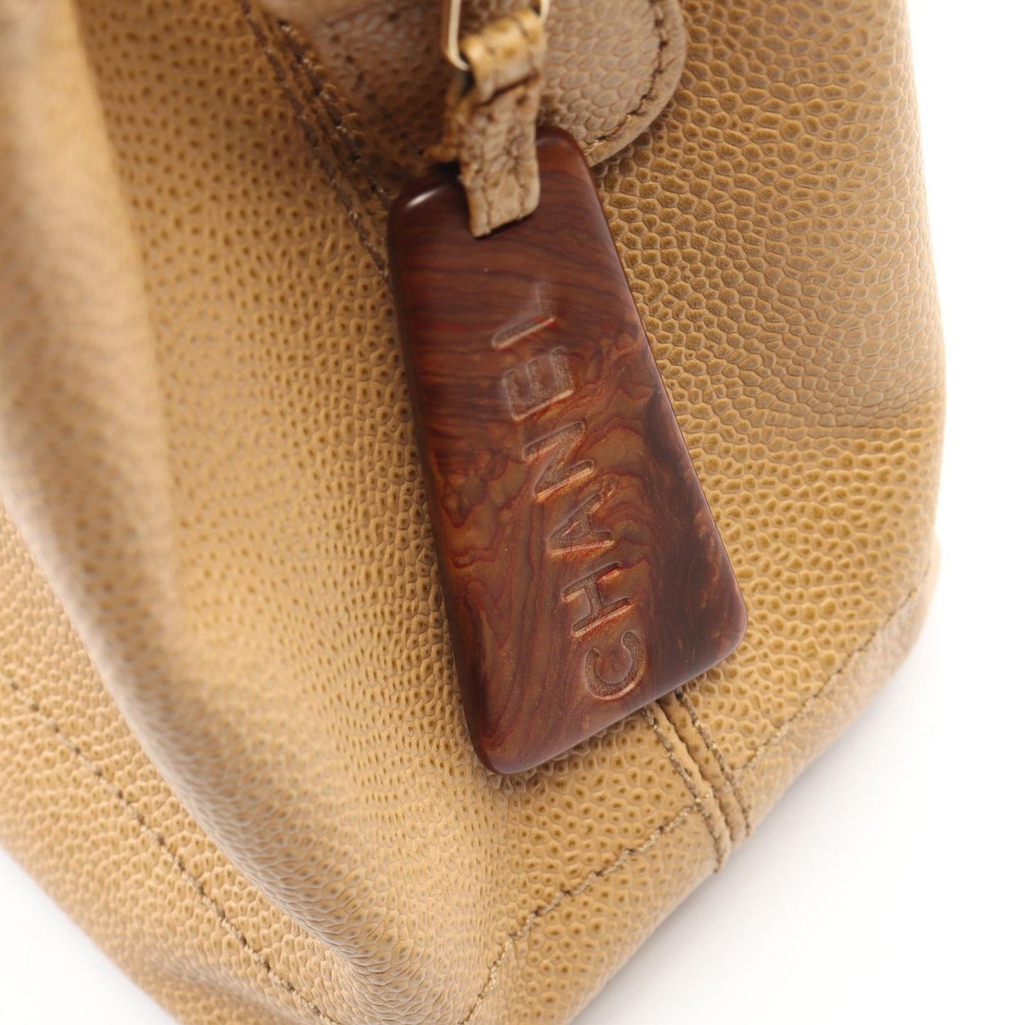 Chanel Tote CC Logo Beige Caviar Leather Handbag — view 9