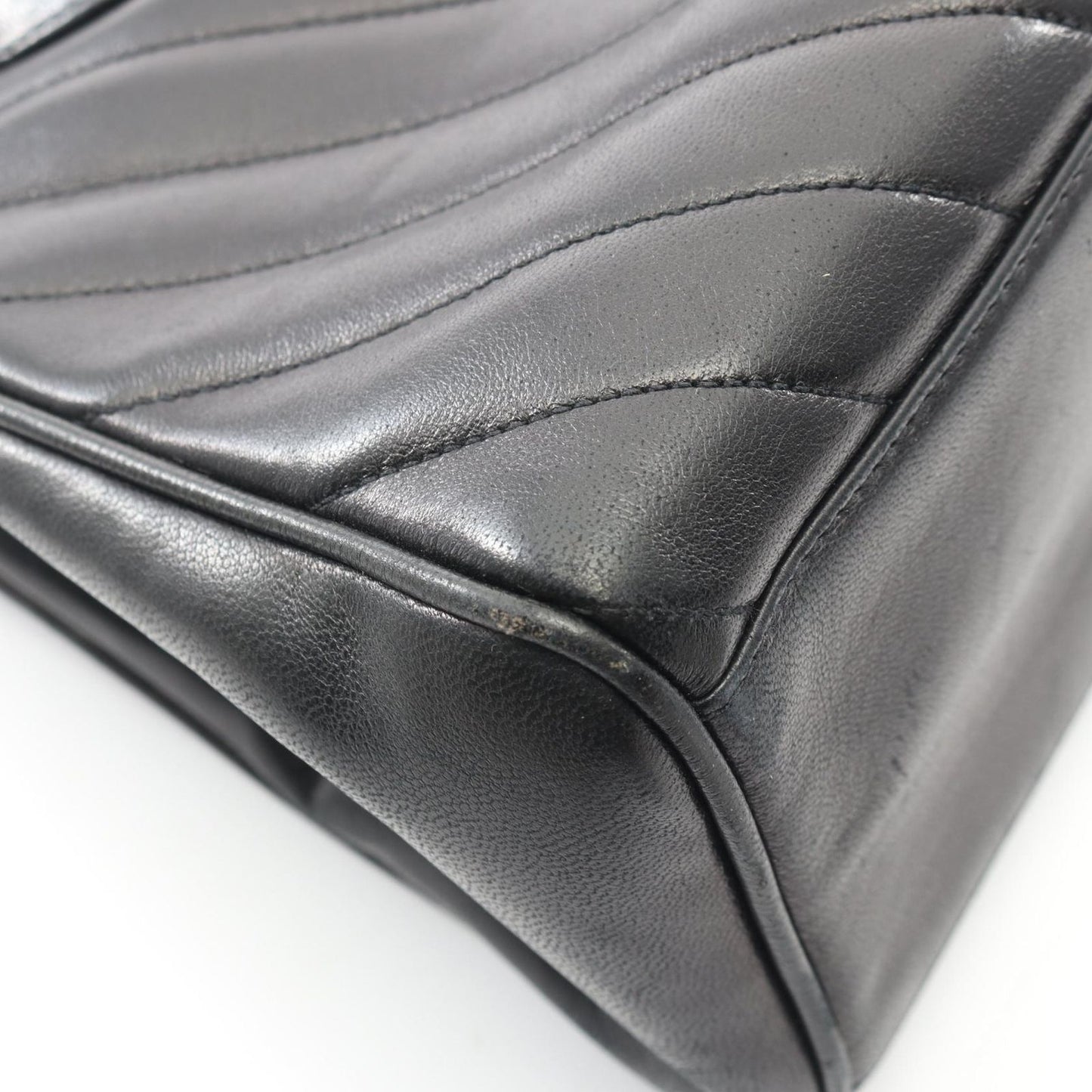 Chanel Handbag Blanc Stitch 2-Way Black Lambskin — view 9