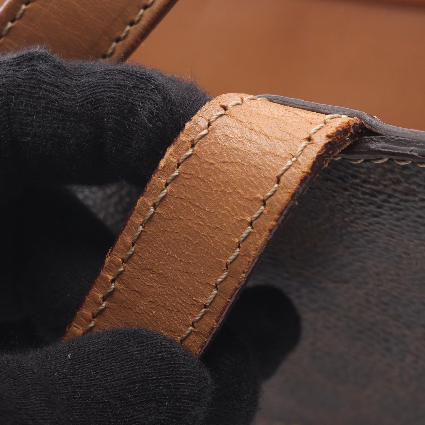 Celine Handbag Macadam Dark Brown Canvas Leather 2-Way Shoulder — view 9