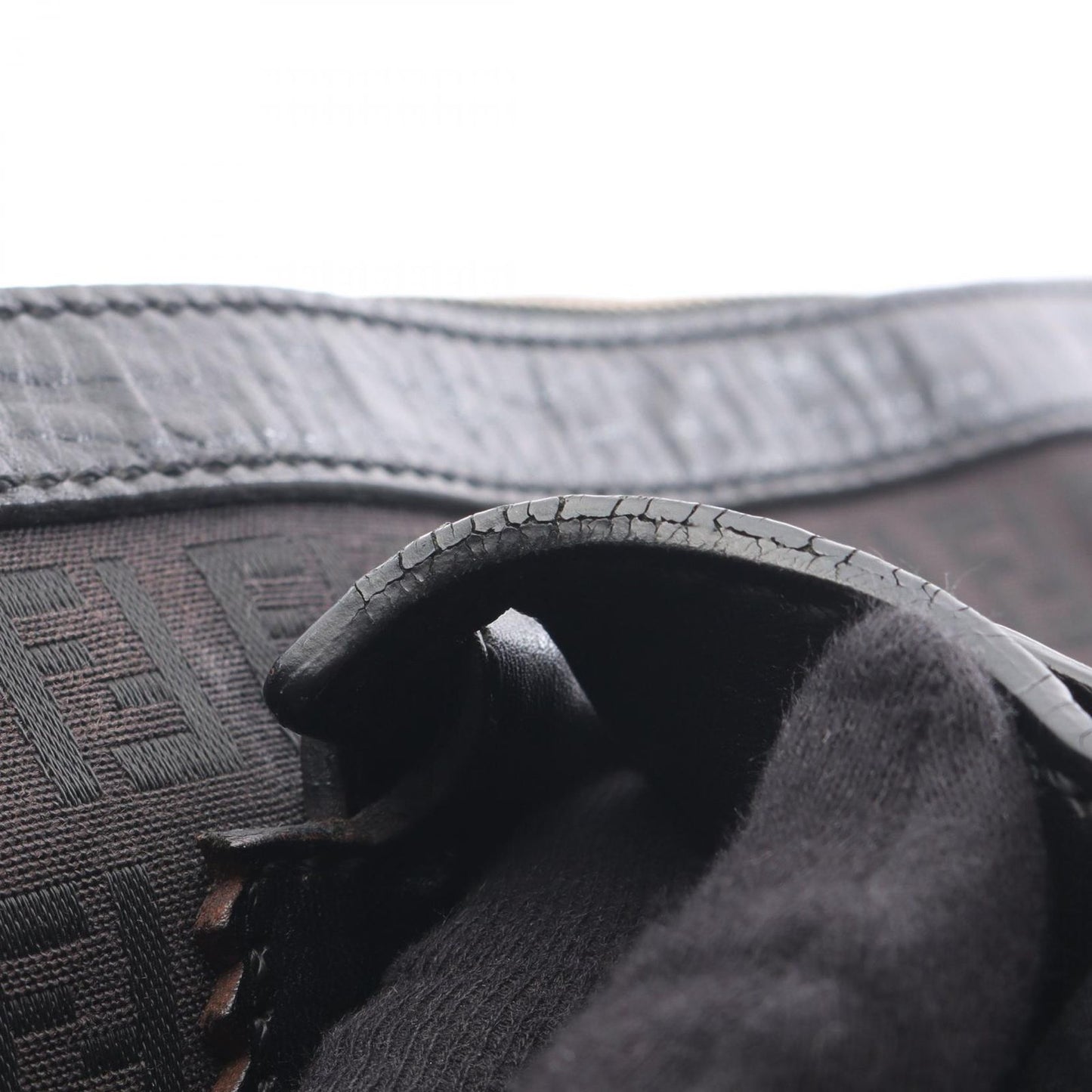 Fendi Tote Zucchino Dark Brown Canvas Leather — view 9