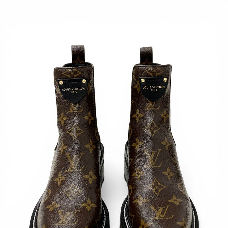 Louis Vuitton Bob Line Monogram Boots Short Shoes Leather Brown Black LV — view 9