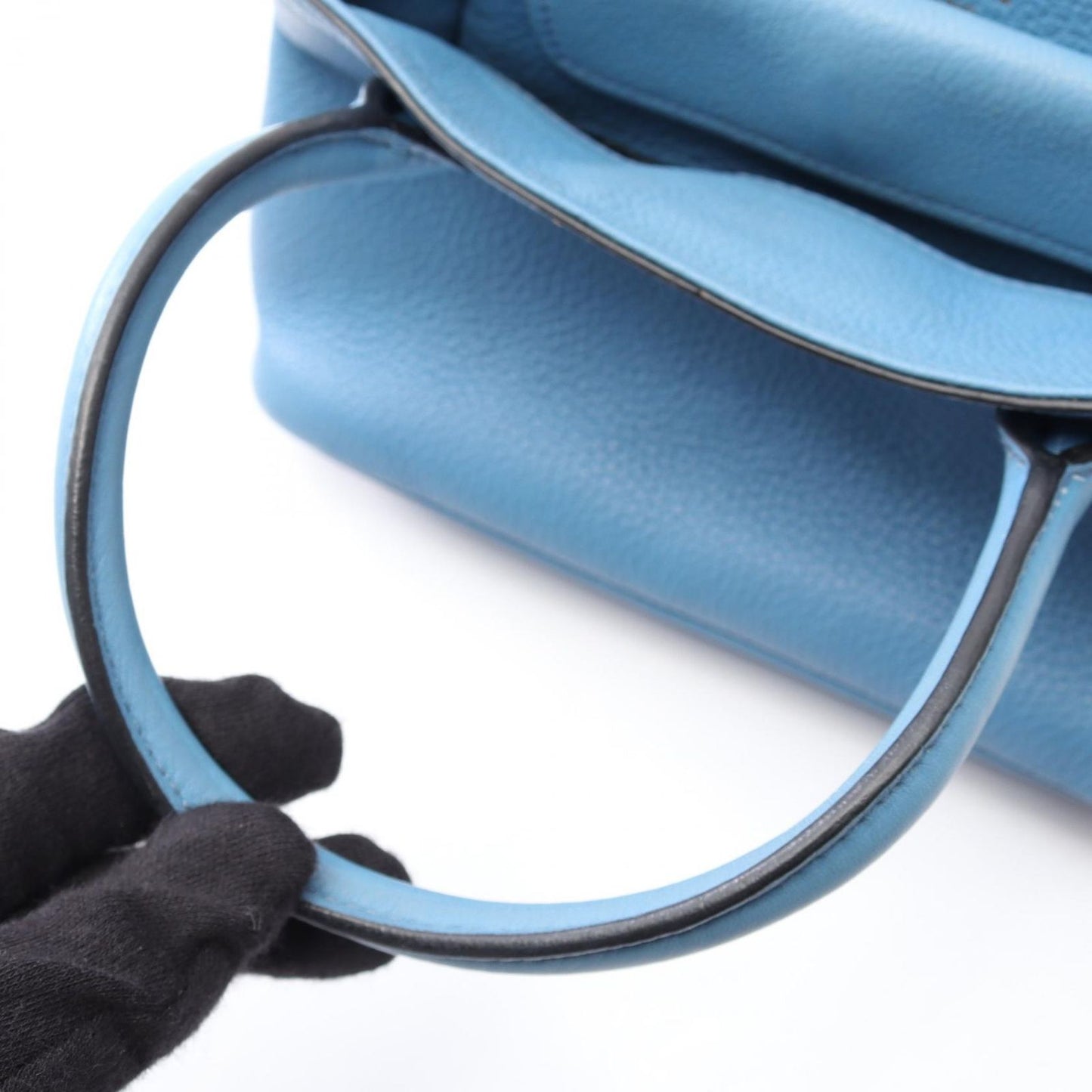 Prada Handbag Vitello Daino 2-Way Light Blue Leather Mini — view 8