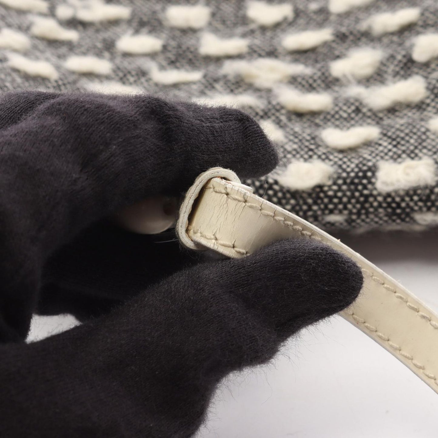 Dior Shoulder Bag Maris Pearl Black White Wool Leather — view 9