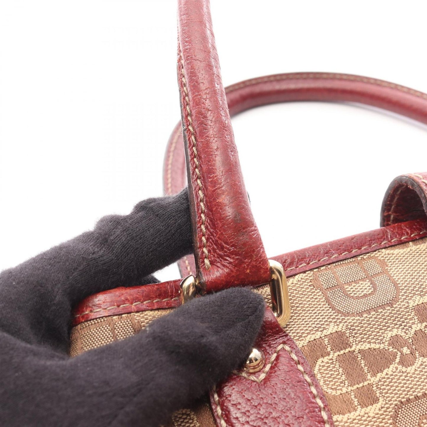 Gucci Handbag New Jackie Horsebit Beige Brown Bordeaux Canvas Leather — view 9