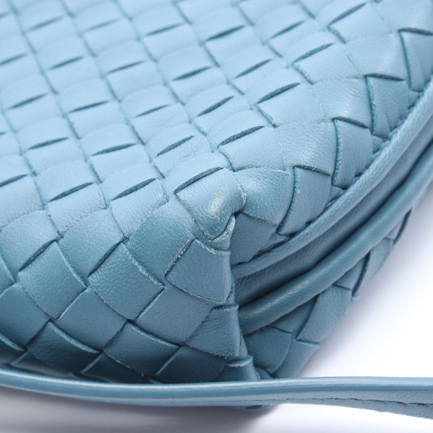 Bottega Veneta Shoulder Bag Nodini Intrecciato Blue Leather — view 7