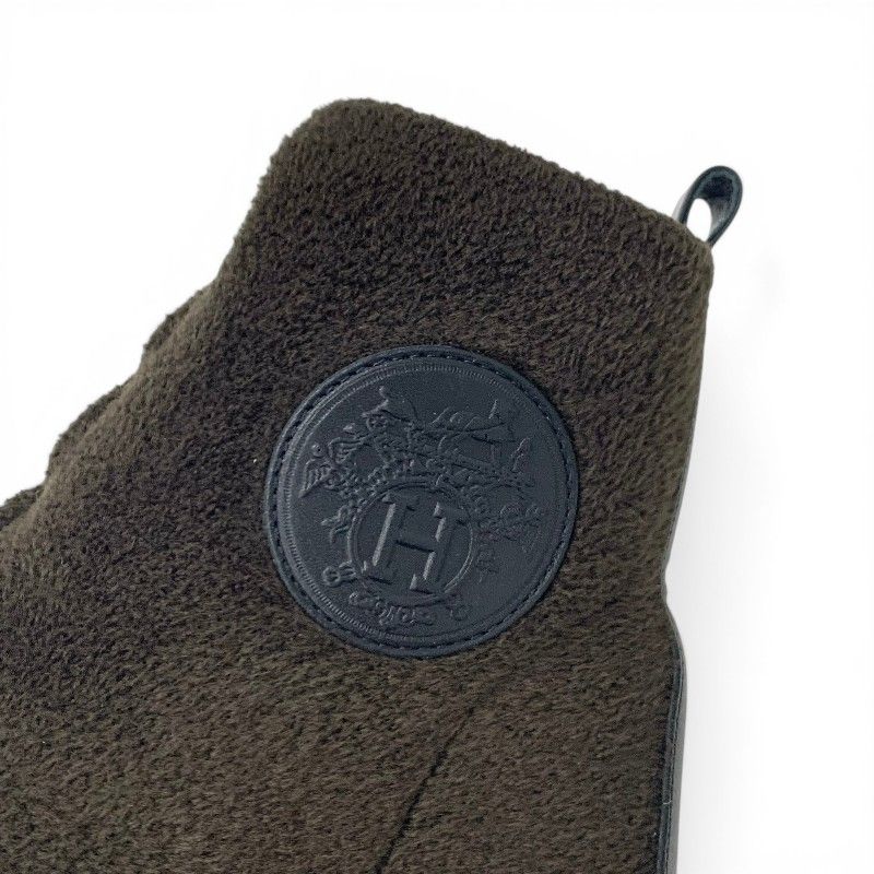 Hermes Jenna Boots Short Shoes Knit Schneer Khaki Black Exlibris — view 9