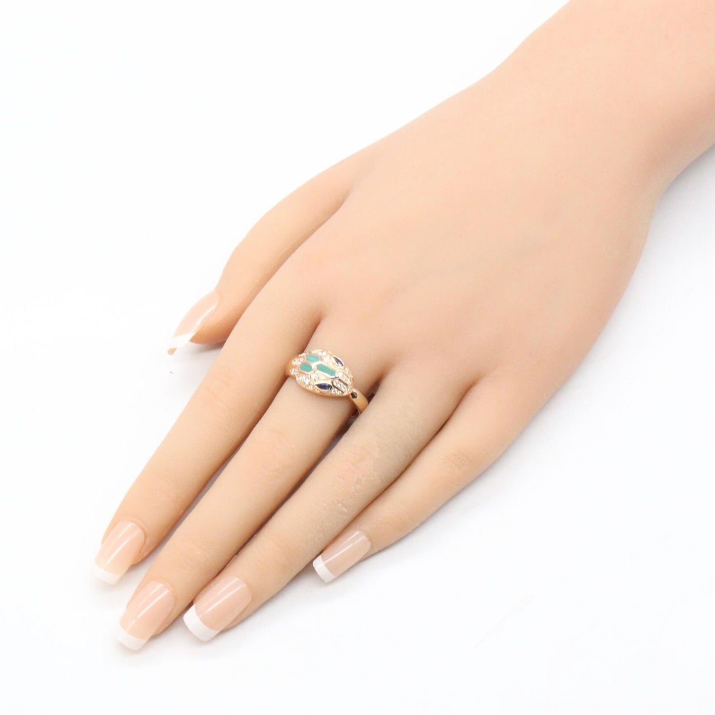Bvlgari Ring Serpenti Saffiano Diamond Malachite 18k Pink Gold — view 9