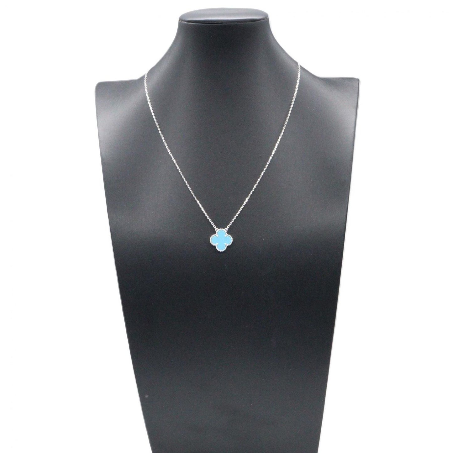 Van Cleef & Arpels Necklace Vintage Alhambra Turquoise 37 41.5 cm 18k White Gold — view 6