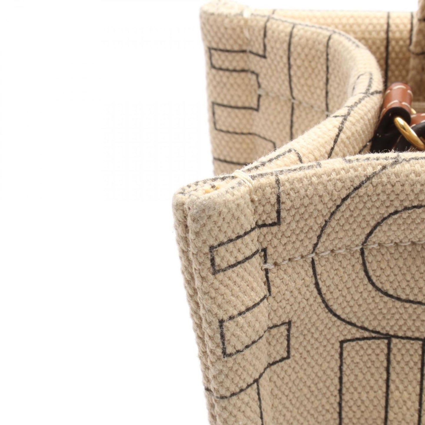 Celine Tote Small Cabas Thais 2-Way Beige Brown Canvas Leather — view 9