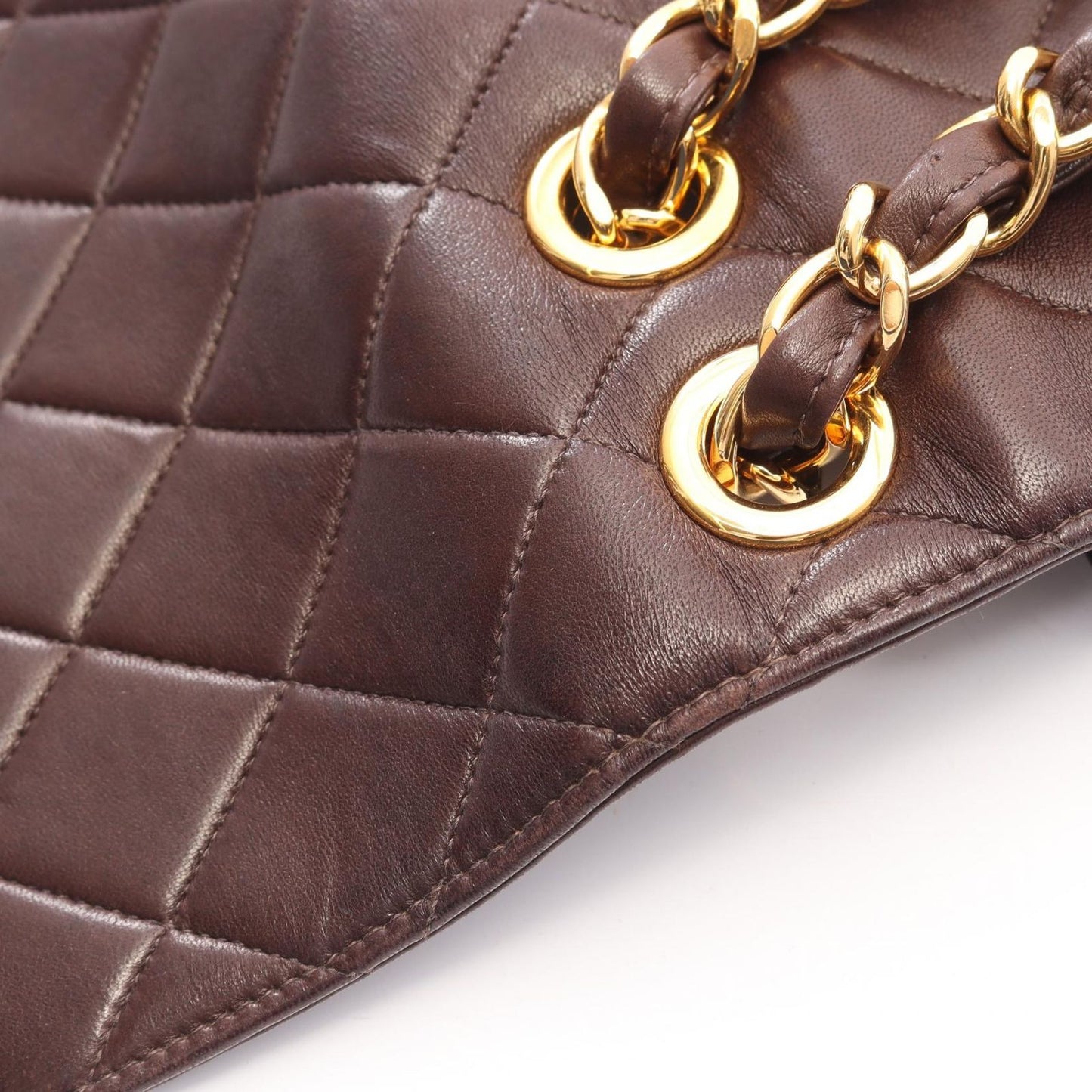 Chanel Shoulder Bag Big Quilted 30 Single Flap Brown Lambskin Big Chain — view 9