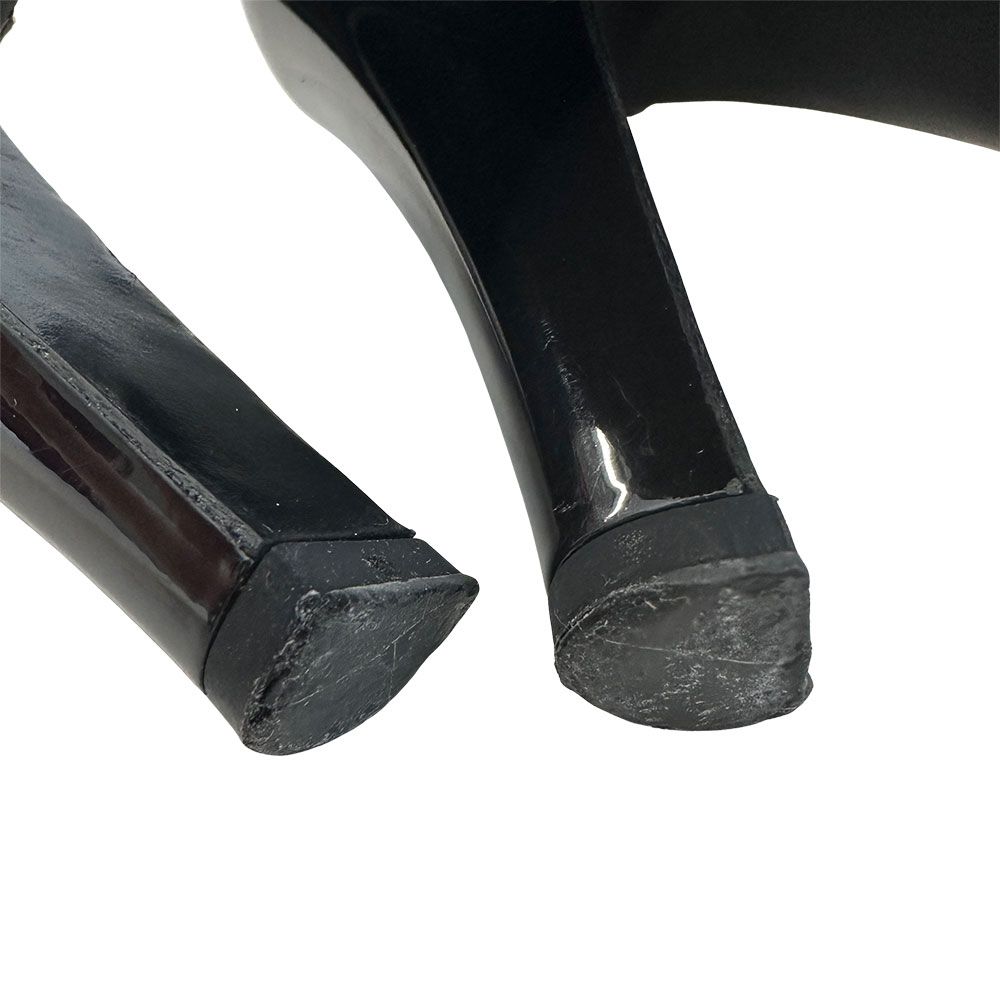 Chanel Shoes Leather Heels Black CC Logo Line — view 9