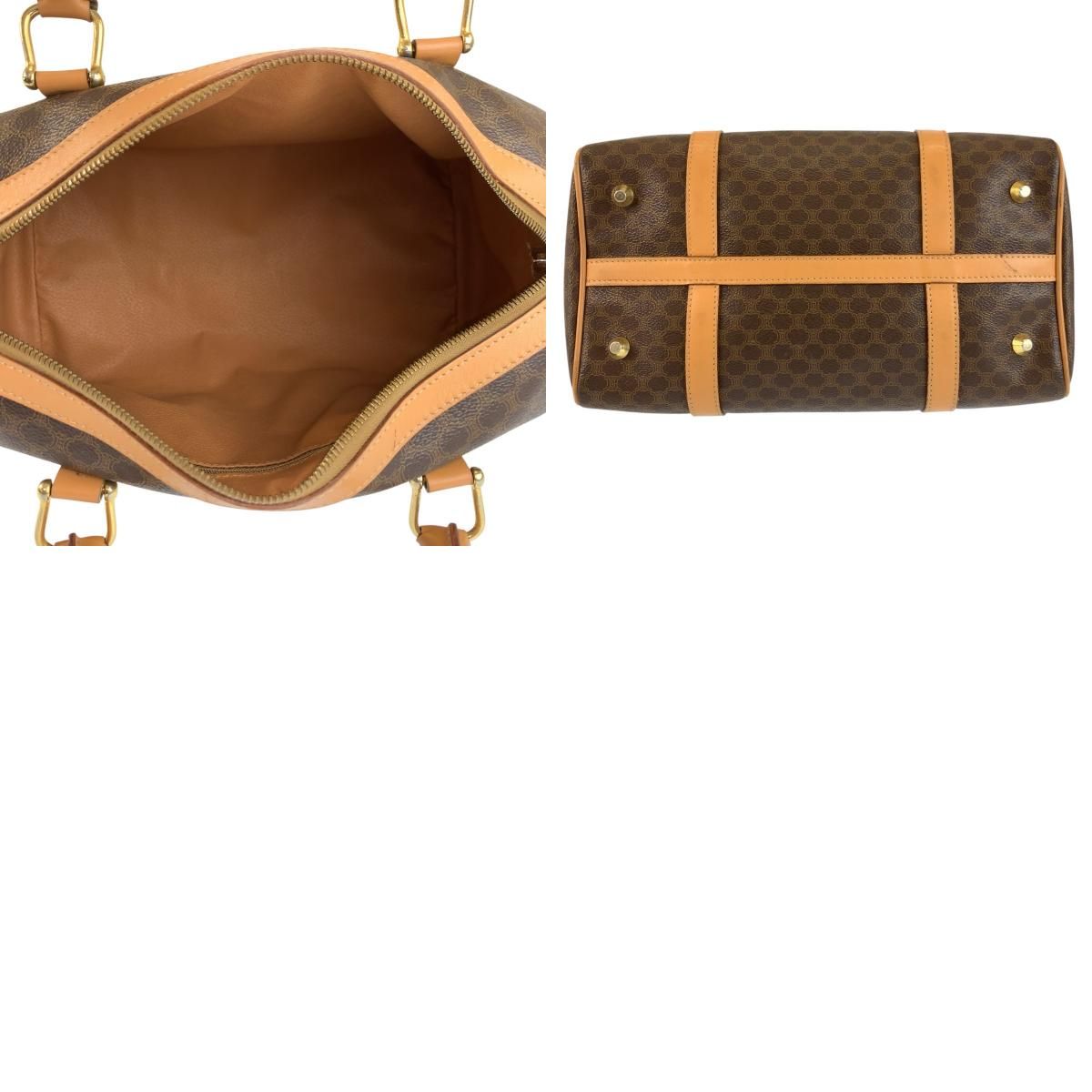 Celine Vintage Macadam Brown Gold Leather Boston Bag — view 9