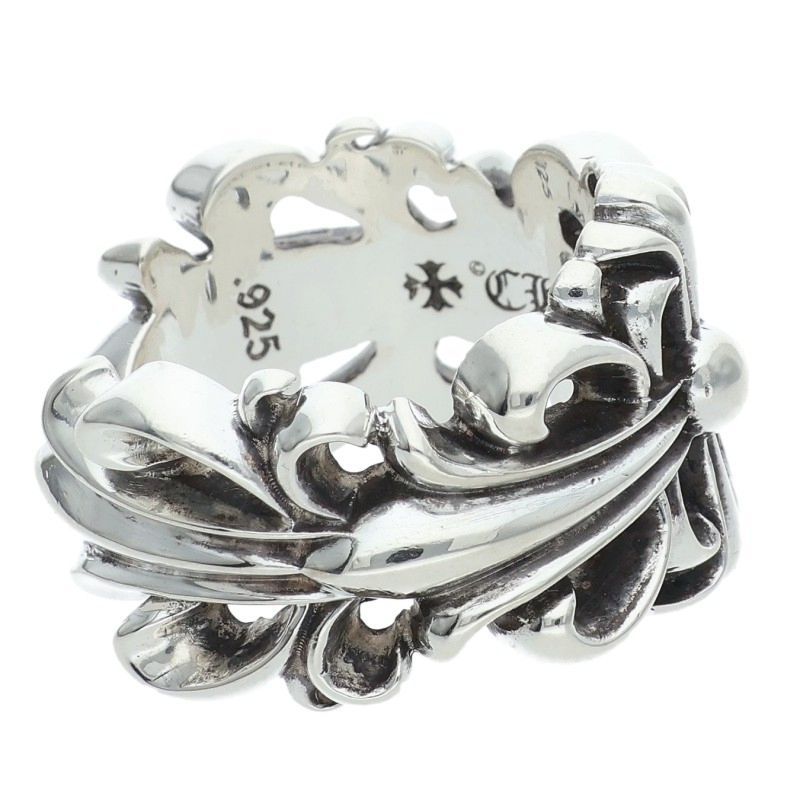 Chrome Hearts Dbl Flrl Crs Double Floral Cross Silver Ring — view 5