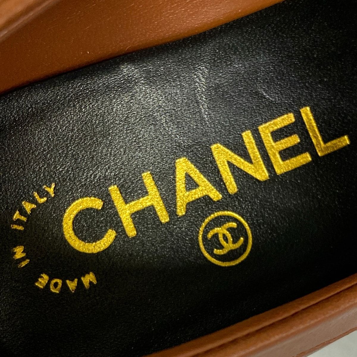 Chanel Loafers 37 Quilted Brown Gold CC Logo Leather — view 9