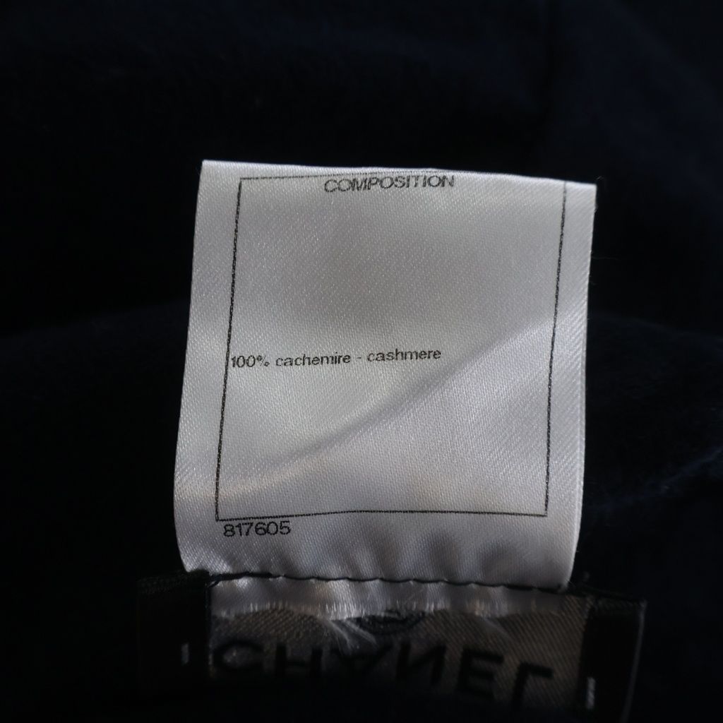 Chanel CC Logo Cashmere Knit Zip Up Hoodie Navy — view 8
