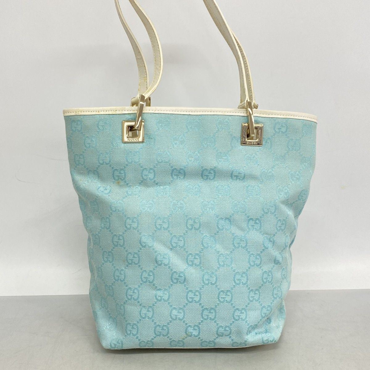 Gucci Tote GG Canvas 002 Blue White Gold — view 9