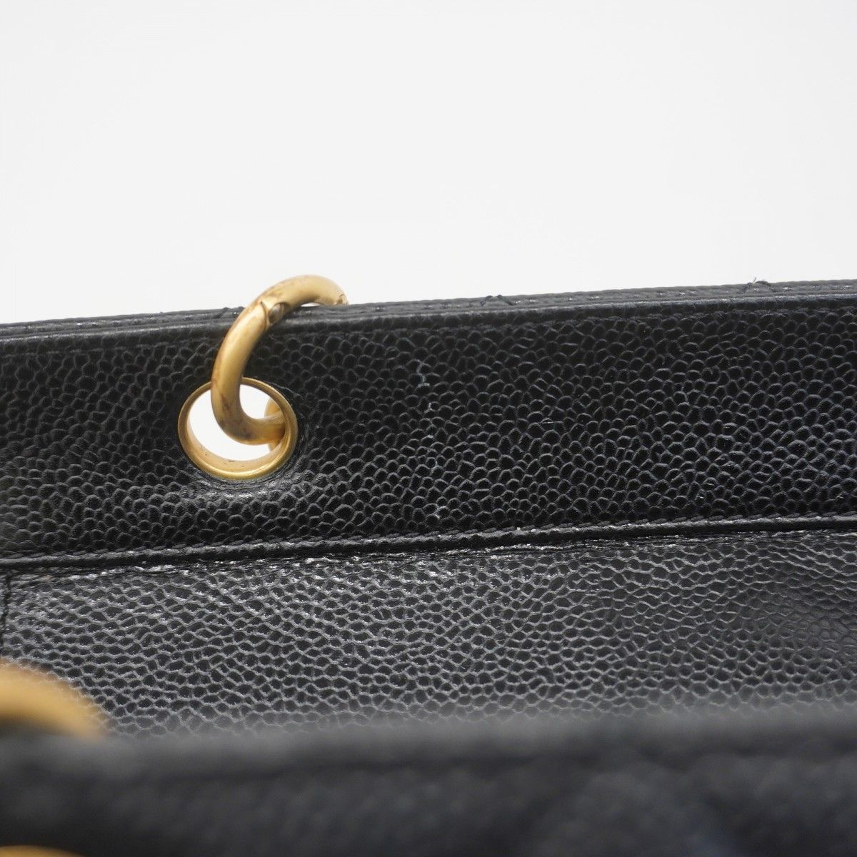 Chanel Chain Tote Quilted Caviar Leather Black Gold — view 9