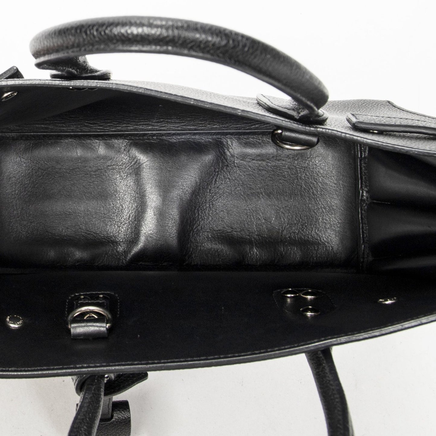 Saint Laurent Yves Baby Sac Black Gray Calfskin Leather Messenger Bag — view 9