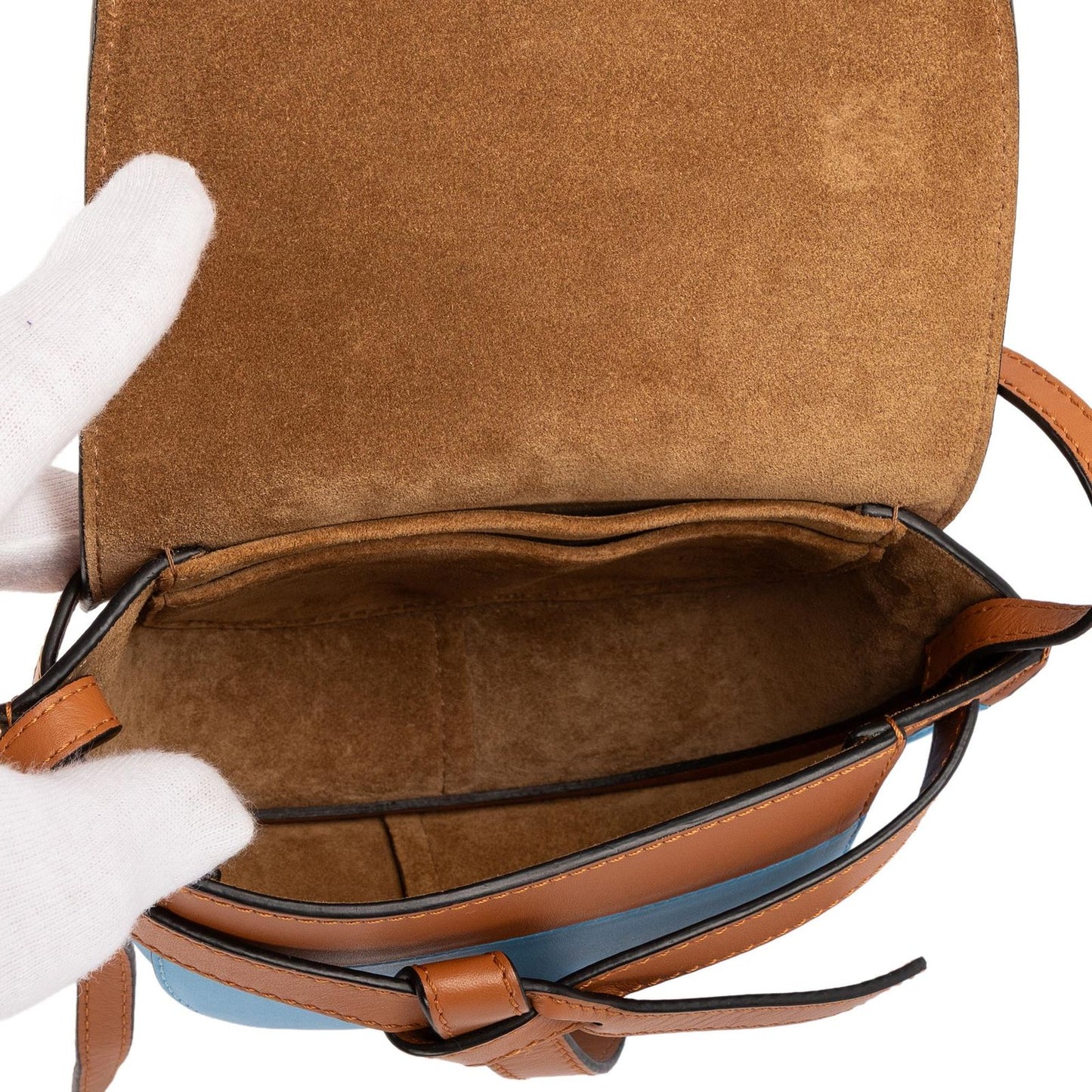 Loewe Gate Dual Brown Blue Calfskin Leather Messenger Bag — view 9