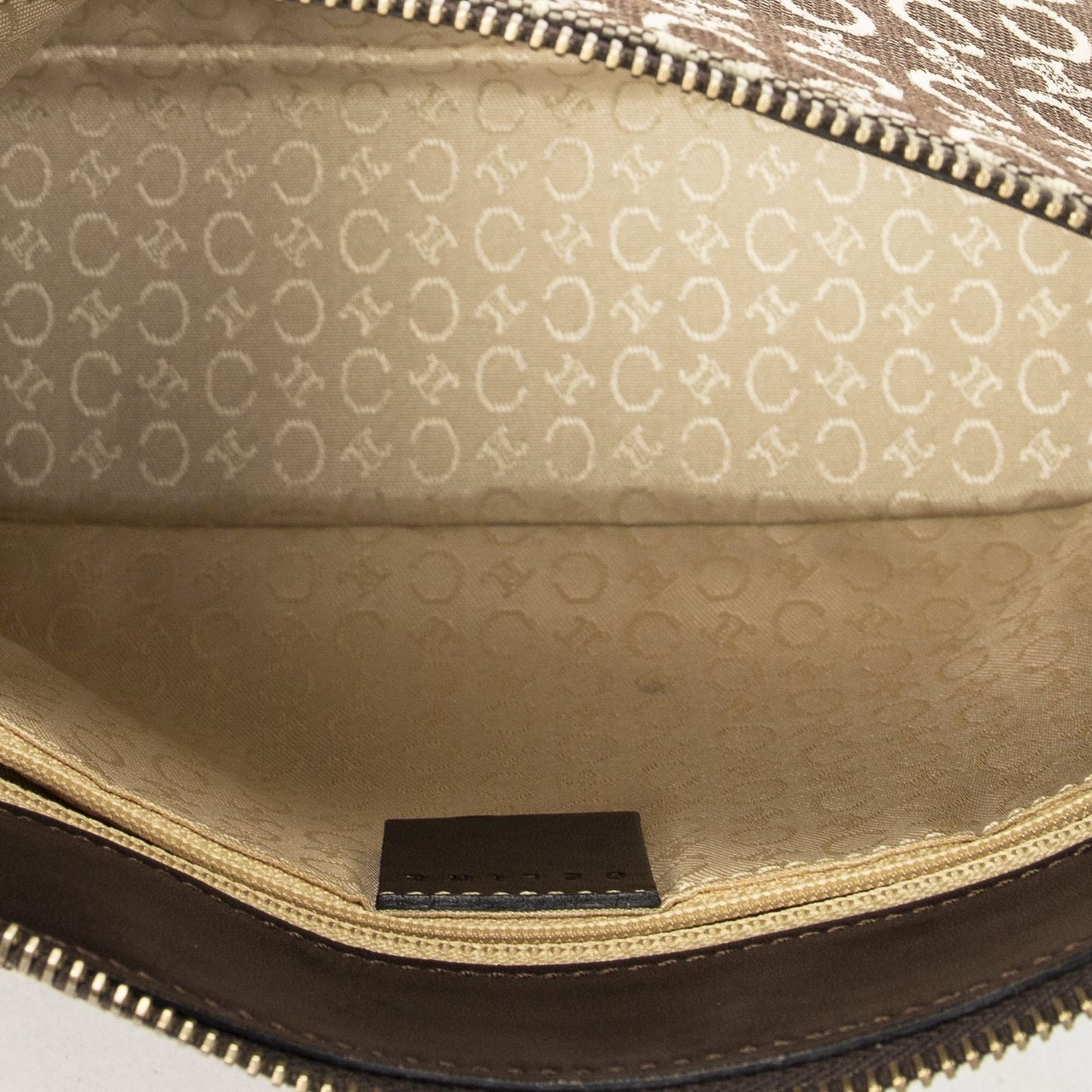 Celine Small Shoulder Bag Beige Dark Brown Macadam Canvas — view 9
