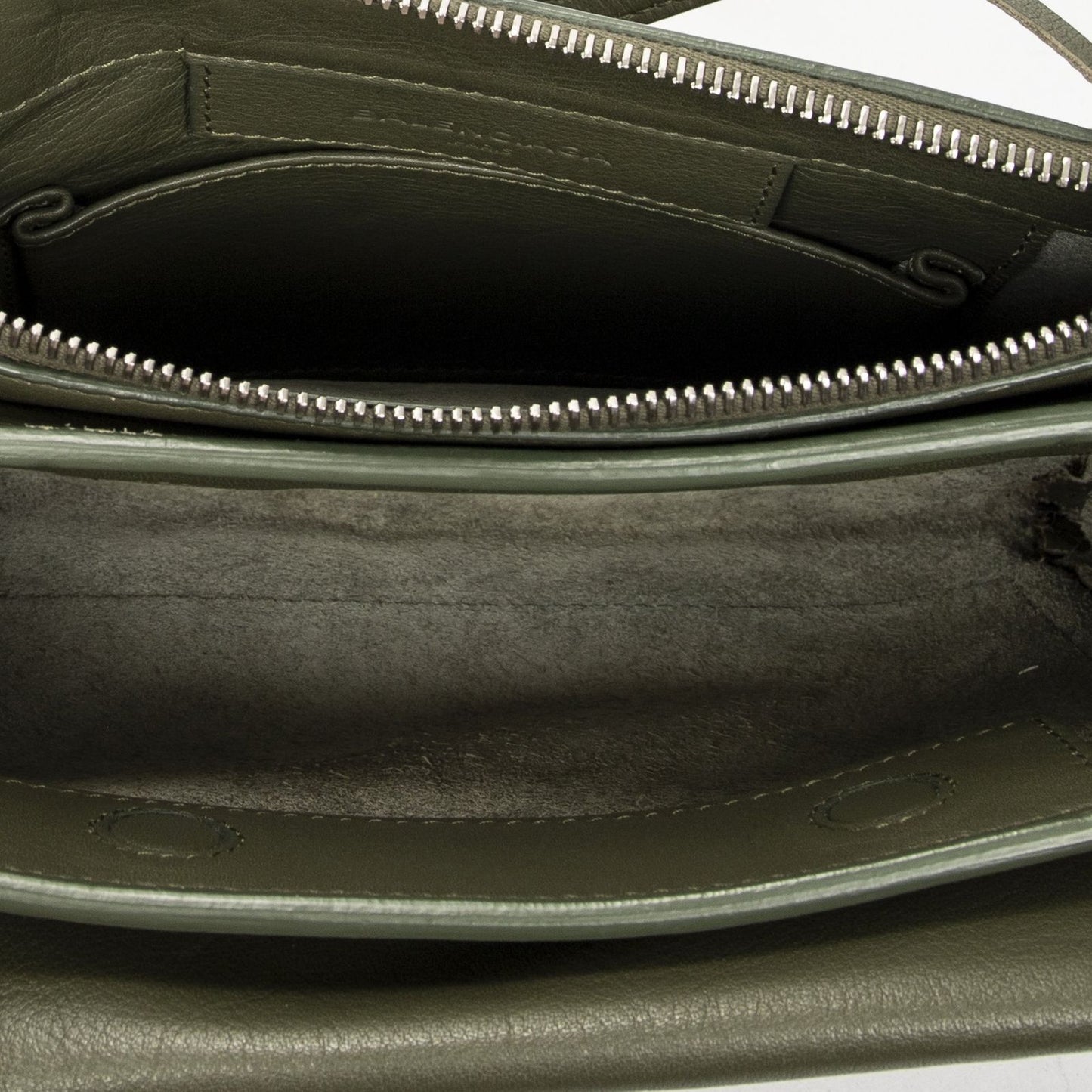 Balenciaga Xs Papier Zip Around Triple Olive Green Calfskin Leather Handbag — view 9