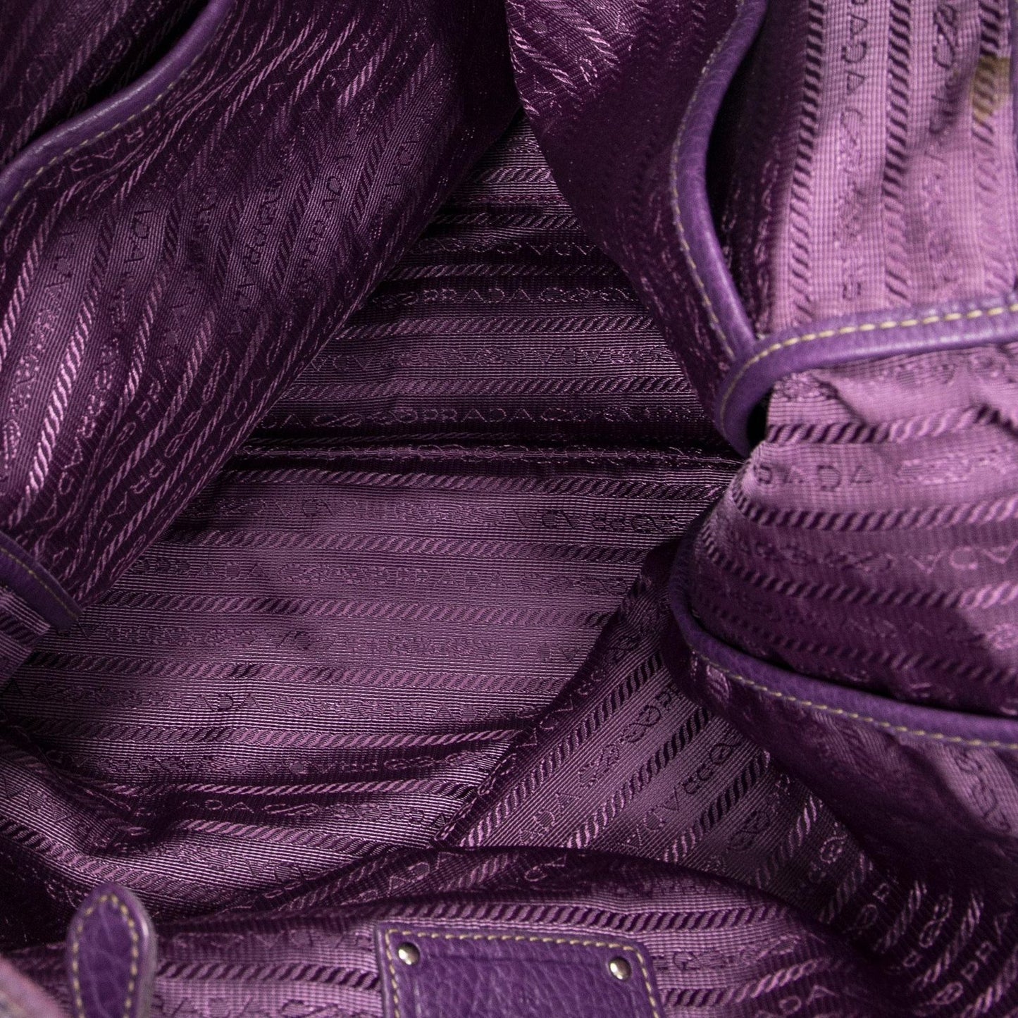 Prada Radio Convertible Tote Purple Vitello Phoenix — view 9