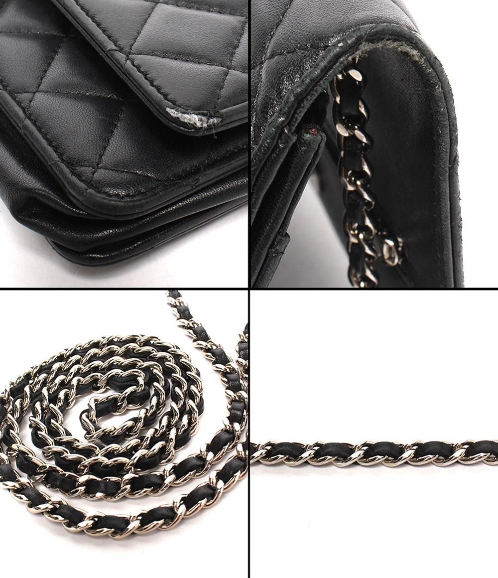 Chanel Chain Shoulder Bag Wallet Lambskin Silver Quilted — view 9