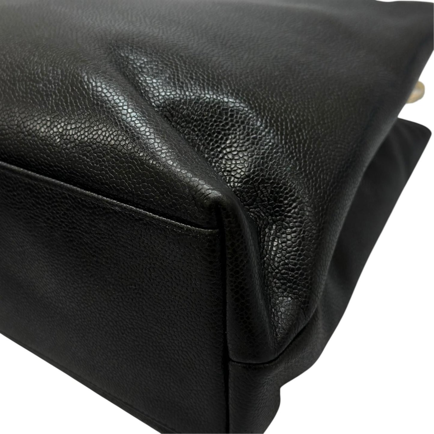 Chanel Coco Charm Caviar Leather Black Tote Gold — view 9