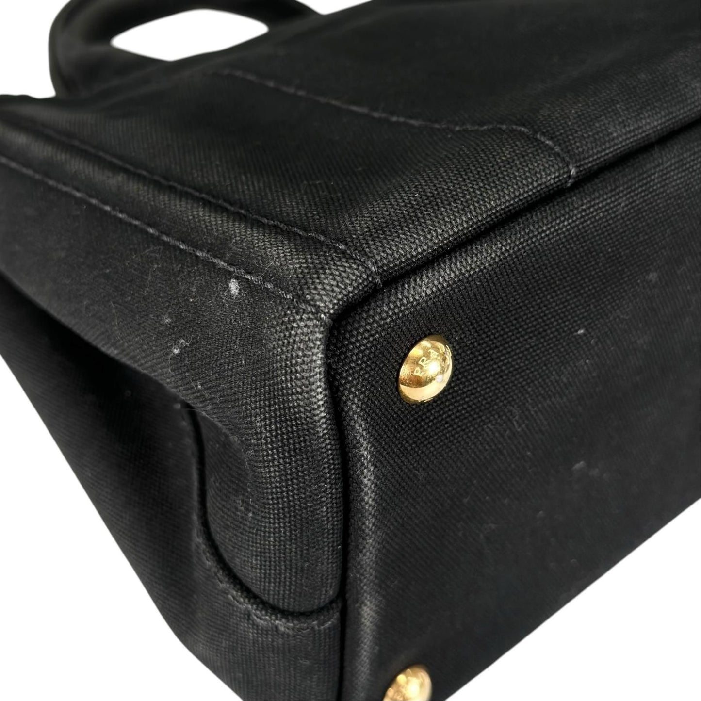 Prada Canapa Denim Navy Tote Gold — view 9