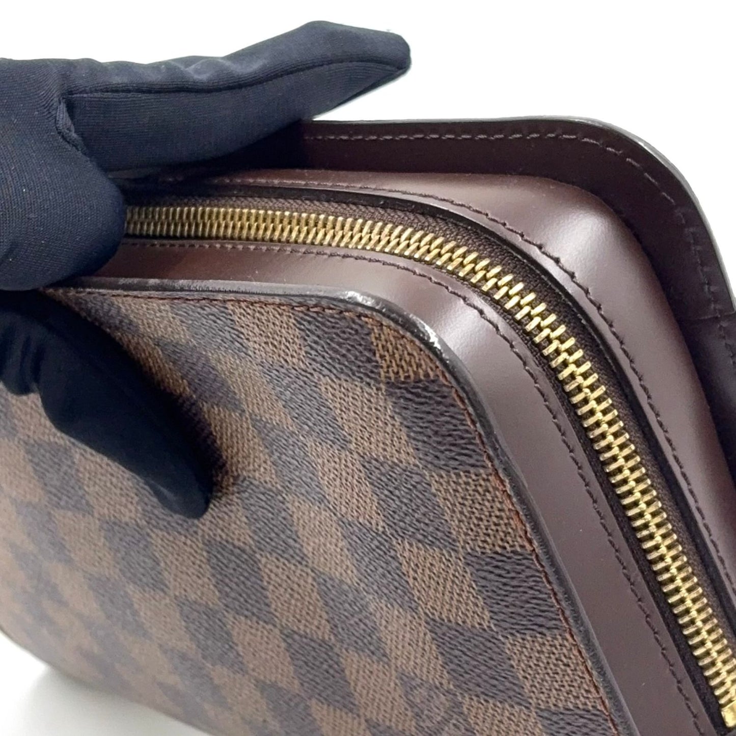 Louis Vuitton Damier Saint Ebene Leather Brown Clutch Gold — view 9