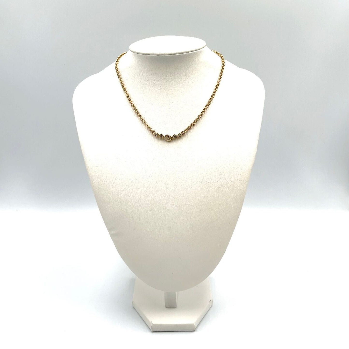 Dior CD Logo Rhinestone Color Clear Gold Necklace — view 9