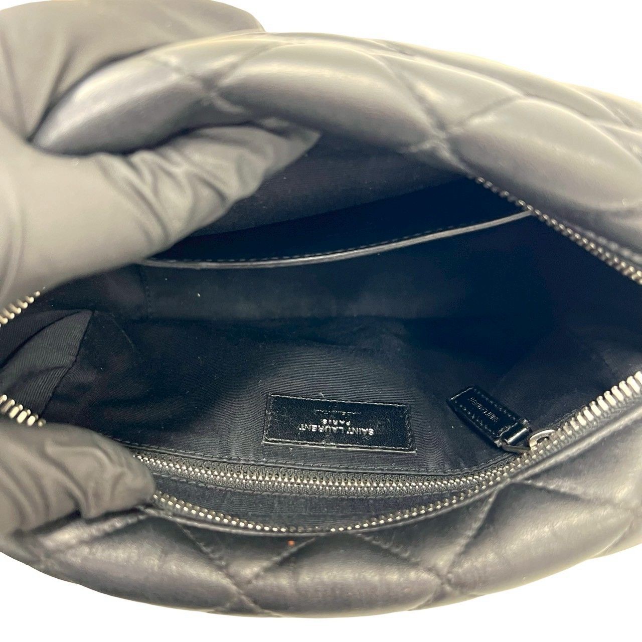 Saint Laurent Paris Lou Bowling Quilted Leather Chain Shoulder Bag Black — view 9