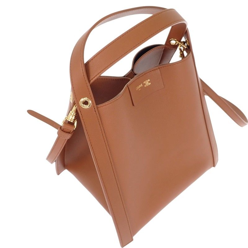 Celine Small Cubo 2-Way Shoulder Bag Calf Brown Soft Tan Gold — view 9