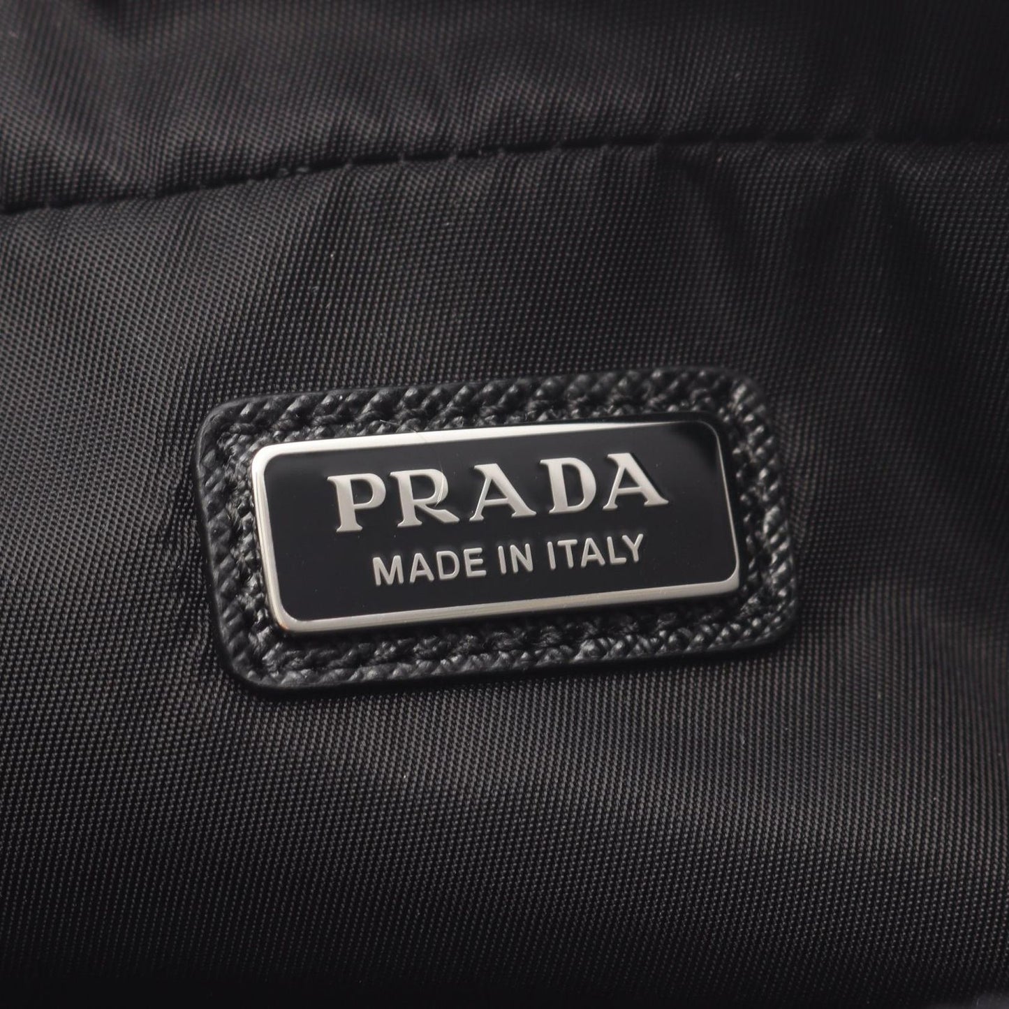 Prada Pouch Triangle Logo Black Nylon Saffiano Leather — view 4