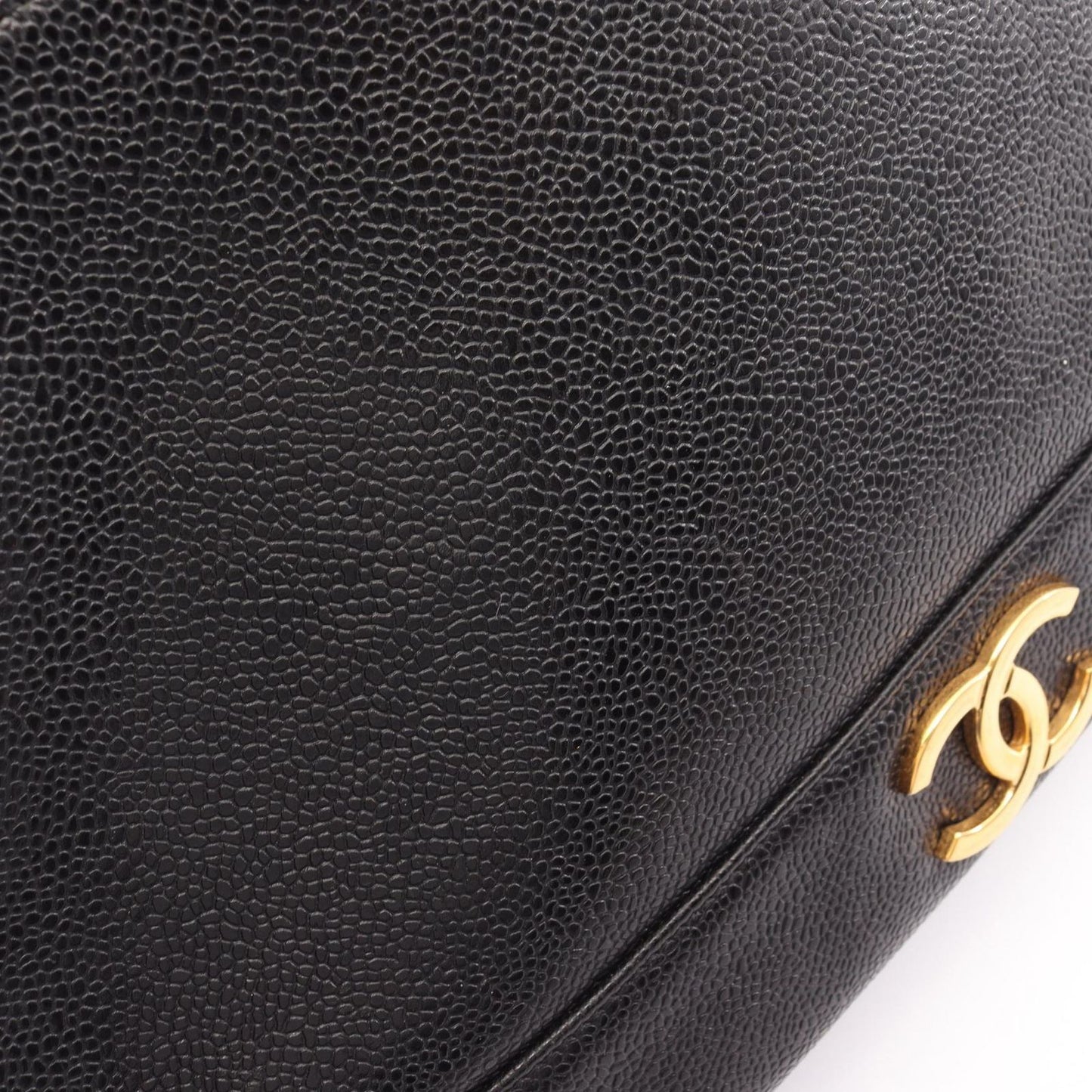 Chanel Tote Triple CC Logo Black Caviar Leather Coco — view 9
