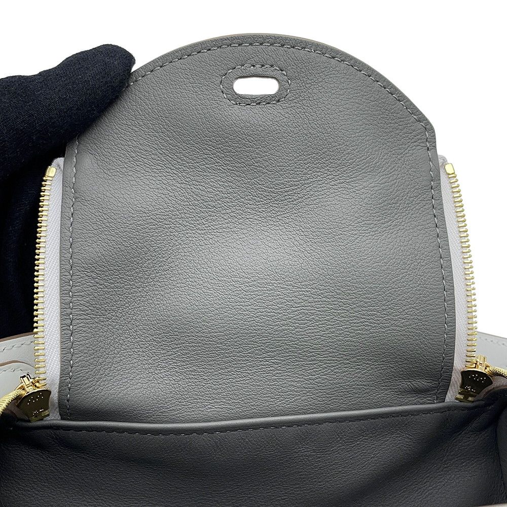 Hermes Lindy Mini Gray Pearl Grimeia Gold Swift 2-Way Shoulder Bag — view 9