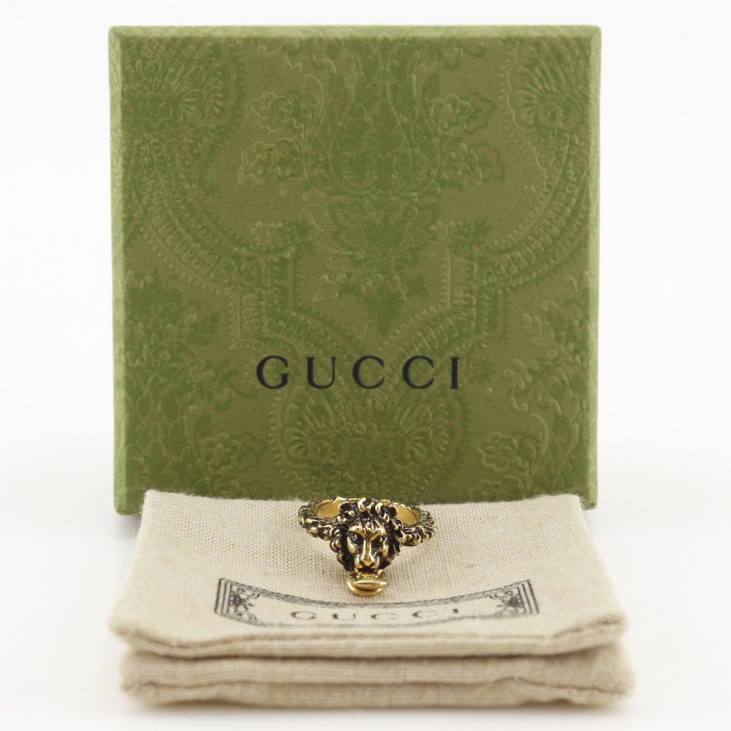 Gucci Lion Head Heart Gold Plated Ring — view 7