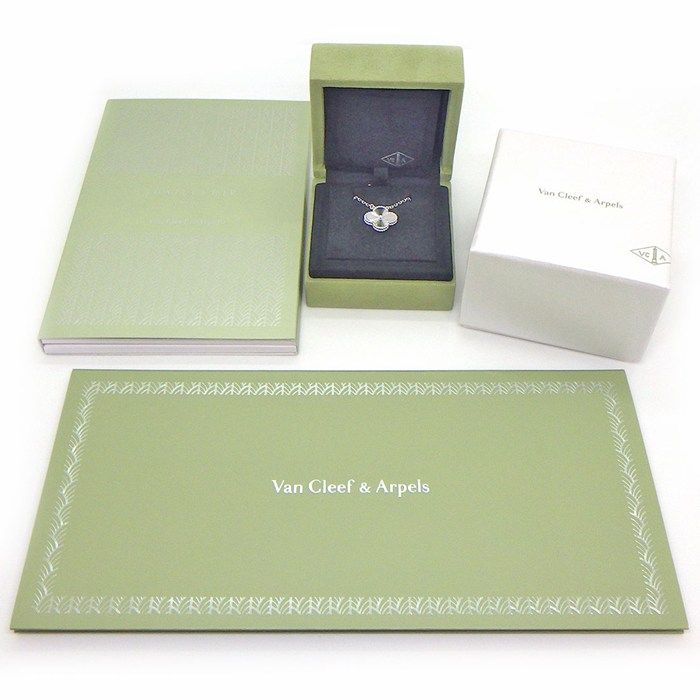 Van Cleef & Arpels Necklace Vintage Alhambra Guilloche October 18k White Gold — view 9