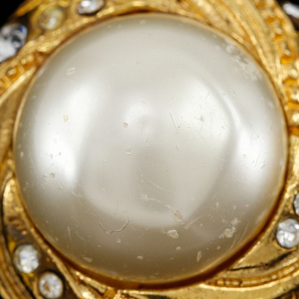 Chanel Vintage Gold Plated Faux Pearl Rhinestone Earrings — view 9
