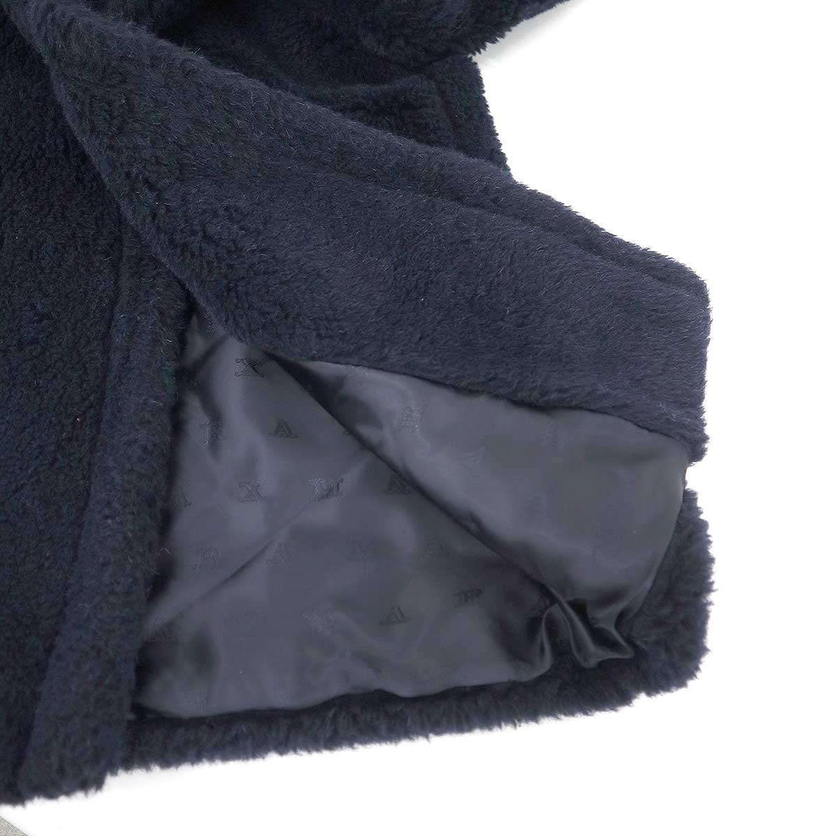 Max Mara Maxmara Teddy Bear Alpaca Coat Icon Navy 34 — view 7