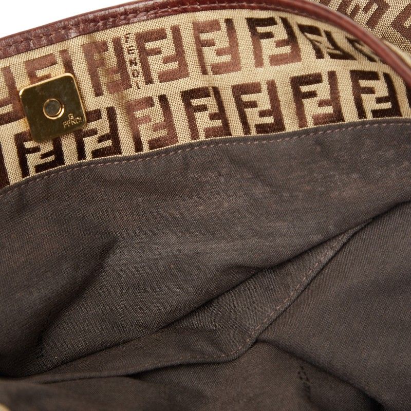 Fendi Zucchino Tote Beige Brown Canvas Leather — view 9