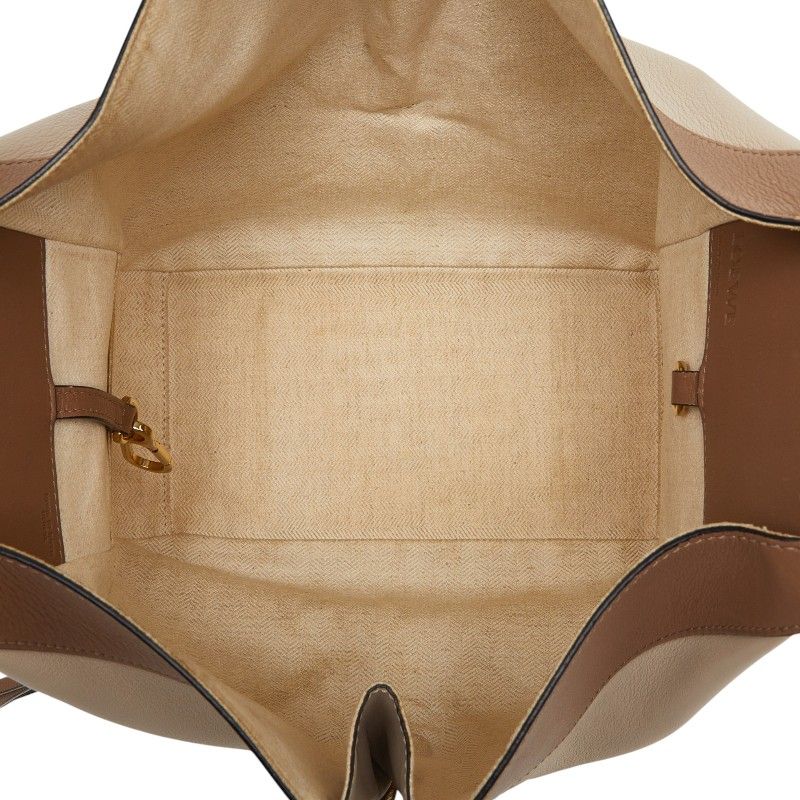 Loewe Anagram Hammock Small Shoulder Bag Drawstring 2-Way Beige Brown Leather — view 9