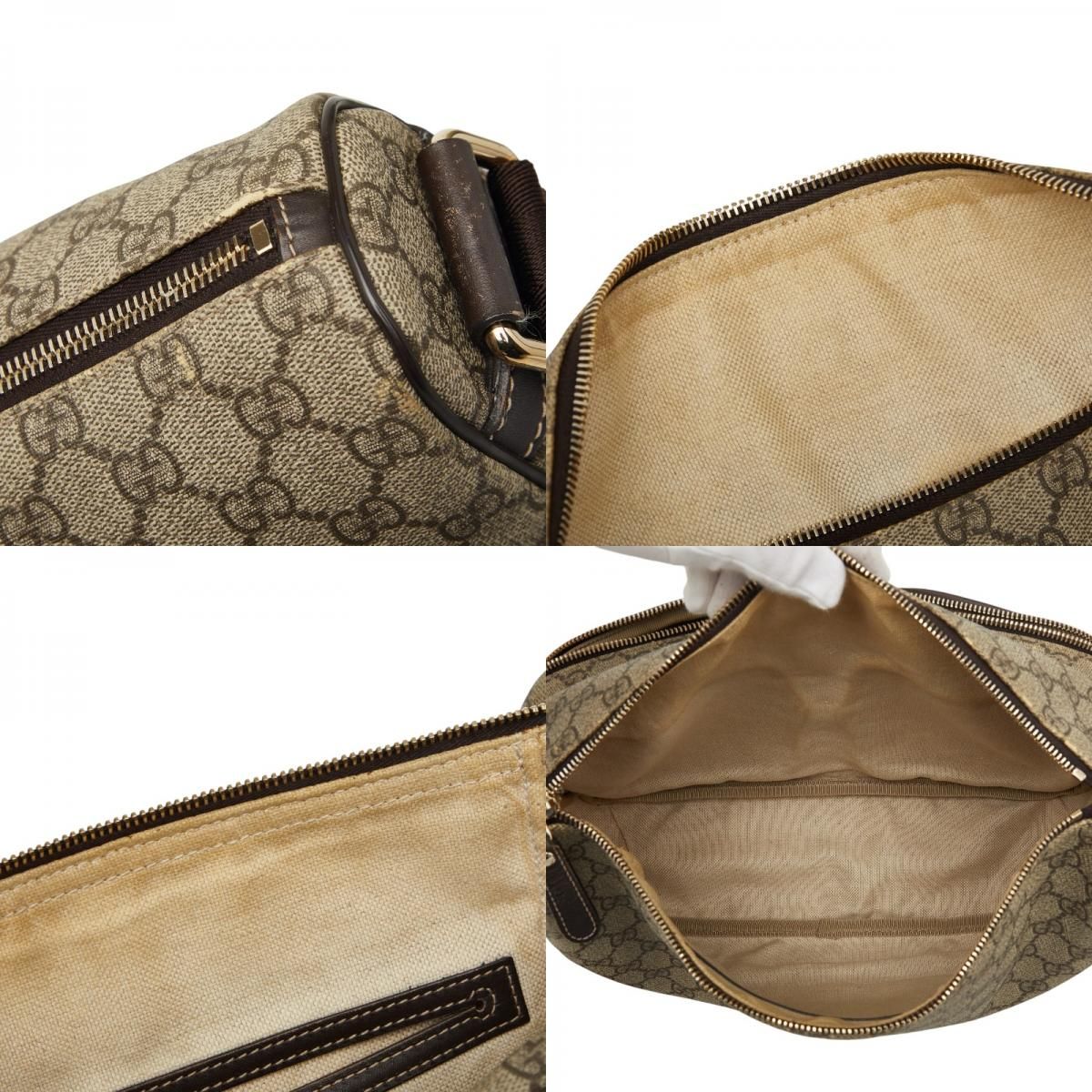 Gucci GG Supreme Crossbody Shoulder Bag Beige Brown Leather — view 9