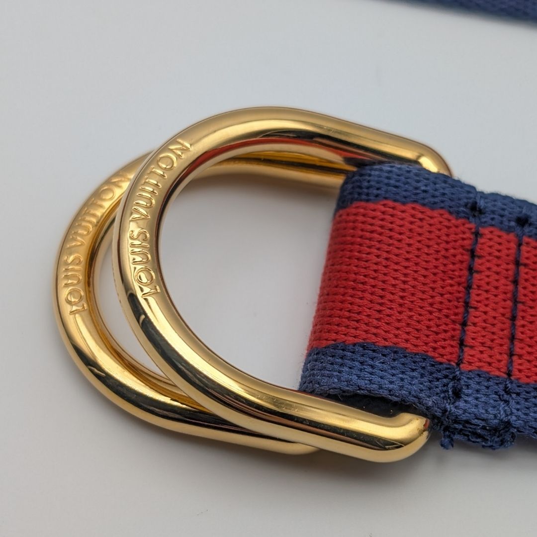 Louis Vuitton Logo Stripe Cotton Belt Red Navy — view 5