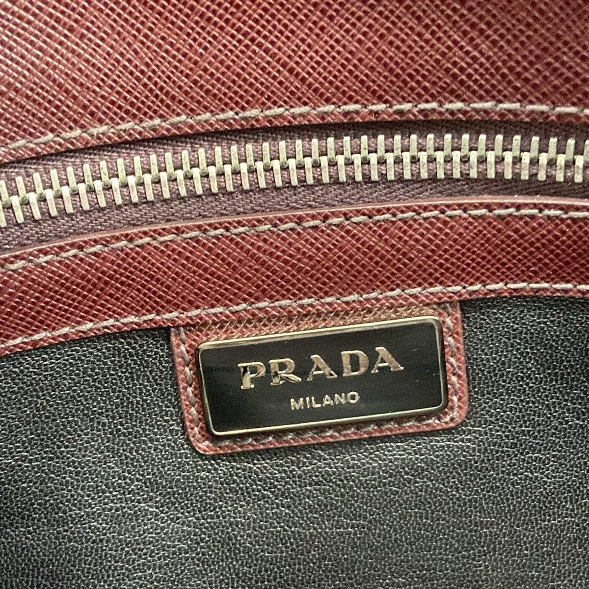 Prada Clutch Bordeaux Blue Green Bicolor Leather — view 9