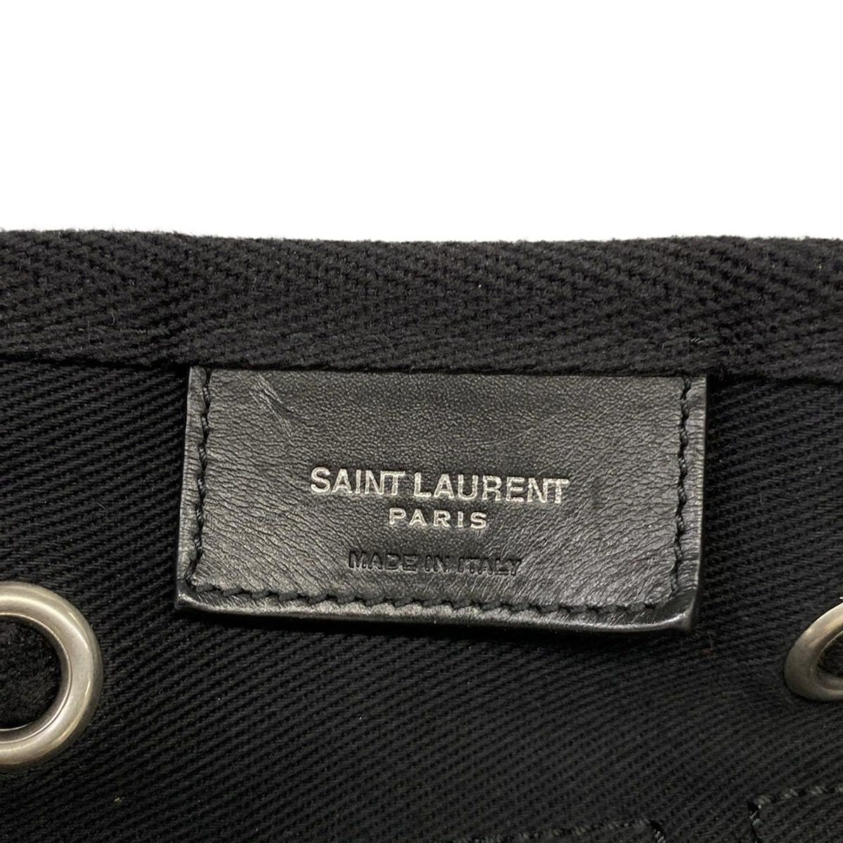Saint Laurent Paris Shoulder Bag Rive Gauche Black Gold Ivory Leather — view 9