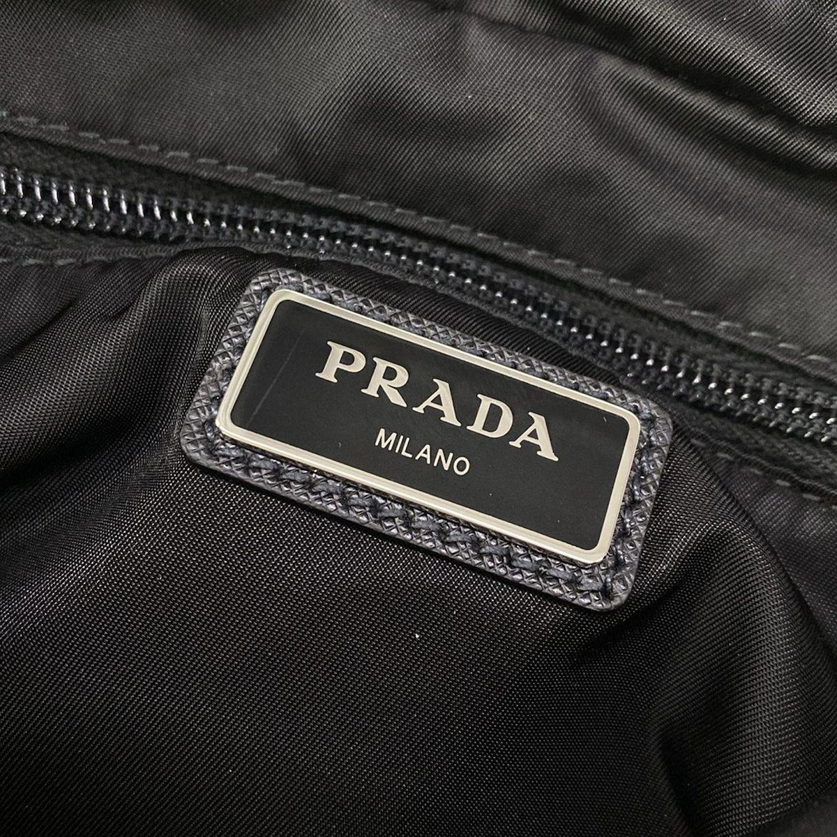 Prada Shoulder Bag Black Navy Multi My Character Initial Attached Leather — view 9