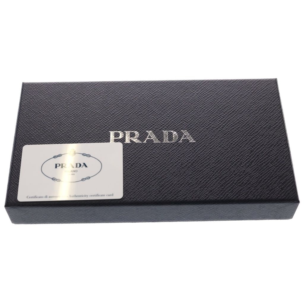 Prada Saffiano Zip Around Wallet Card Case Black Leather Gold — view 6