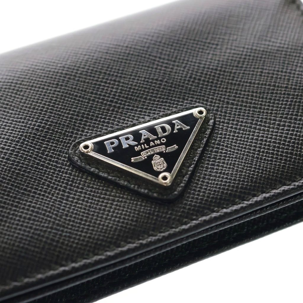 Prada Saffiano Triangle Card Case Business Holder Black — view 6