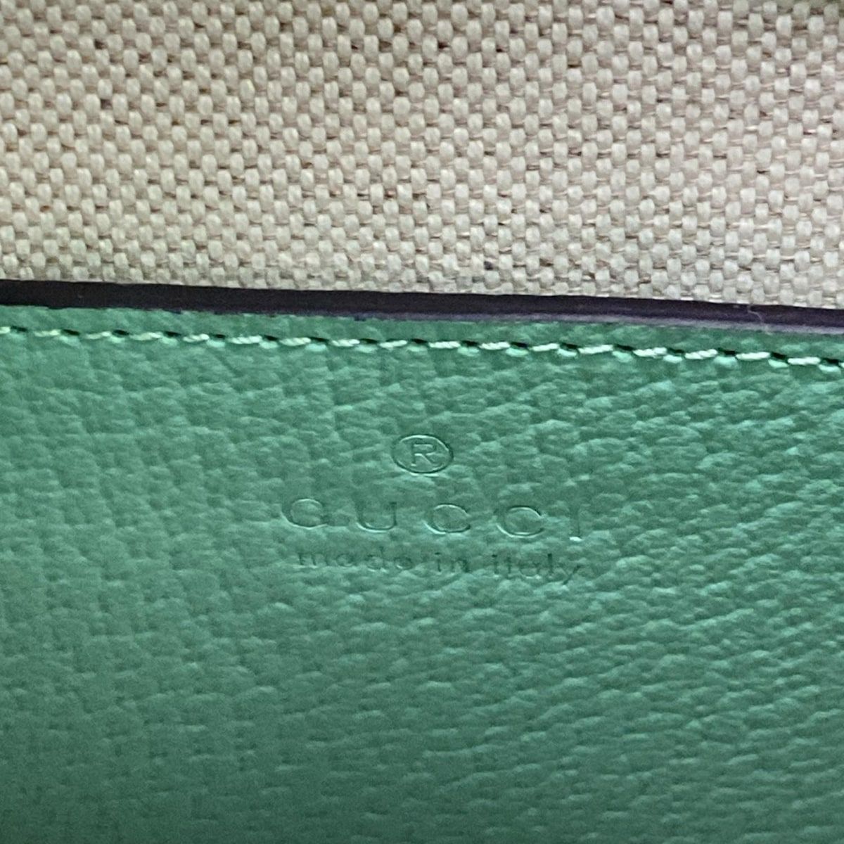 Gucci Tote Jumbo GG Beige Green Mini Bag Leather — view 9